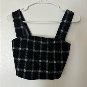Black and white plaid cropped tank top
